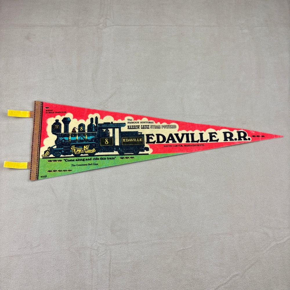 Vintage Collectible Edaville Railroad Pennant Souvenir South‎ Carver MA 25.5 in